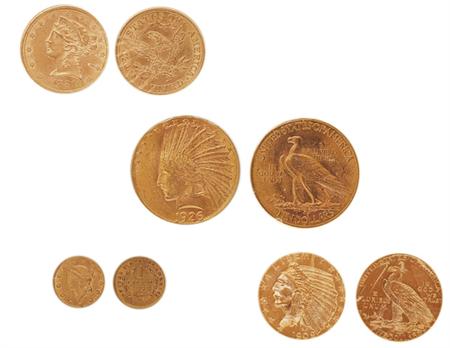 Lot image - United States: Seven Gold Coins