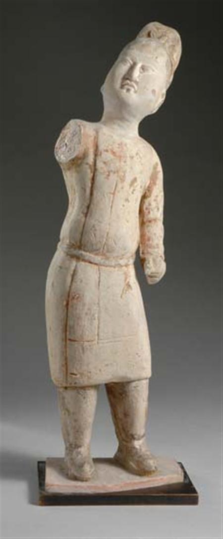 Lot image - Chinese Painted Pottery Figure of a Groom