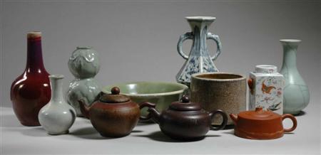 Lot image - Group of Eleven Chinese Ceramic Articles