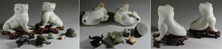 Lot image - Pair of Chinese White Glazed Porcelain Figures of Three-Legged Toads