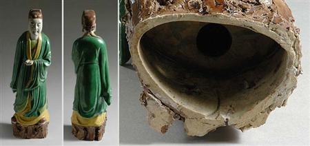 Lot image - Chinese Glazed Biscuit Figure of an Official