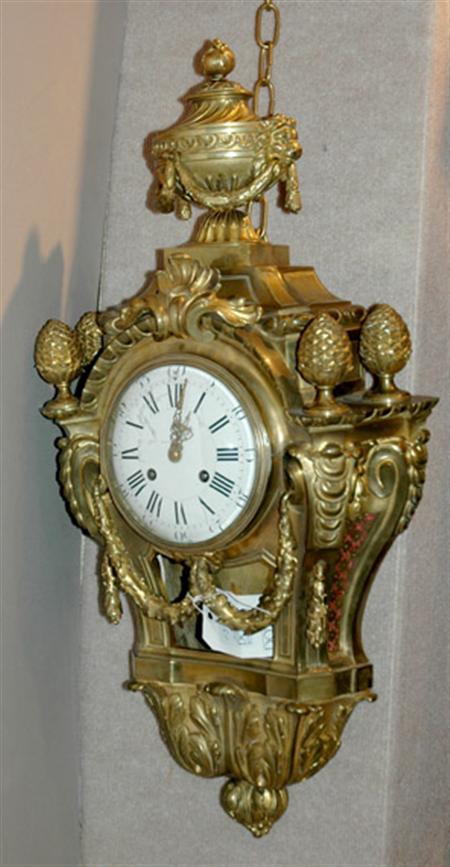 Lot image - Louis XVI Style Gilt-Bronze Cartel Clock