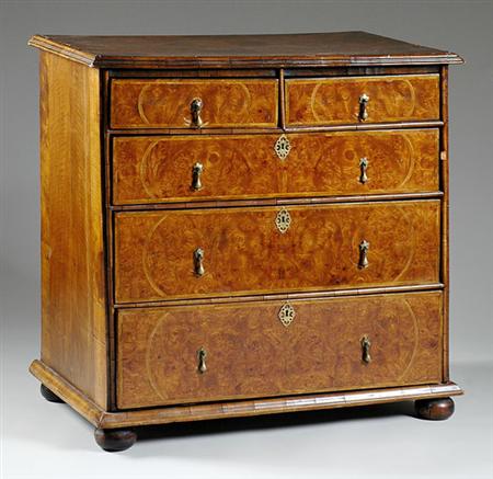 Lot image - Queen Anne Inlaid Walnut Chest of Drawers