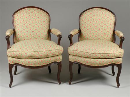 Lot image - Pair of Louis XV Stained Beechwood Fauteuils