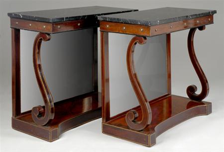Lot image - Pair of William IV Inlaid and Brass Mounted Consoles