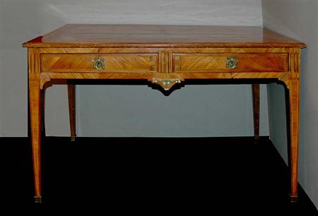 Lot image - Italian Neoclassical Gilt-Bronze Mounted Inlaid Walnut Writing Desk