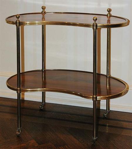 Lot image - Louis XVI Style Brass and Rosewood Reniform End Table