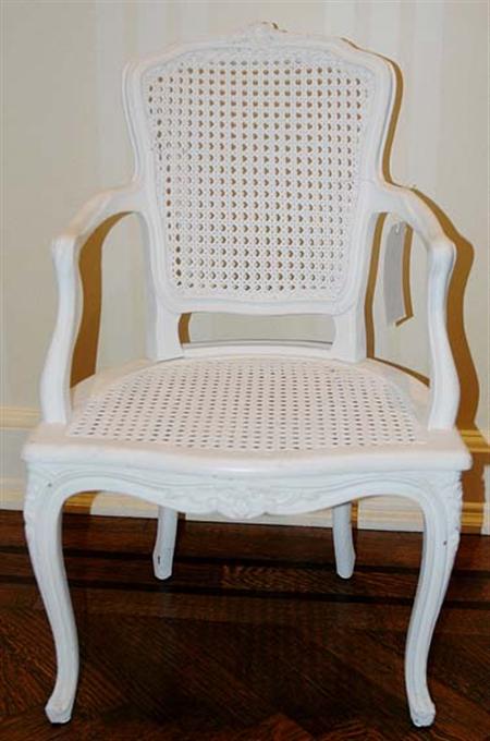 Lot image - Louis XV Style White Painted Caned Childs Fauteuil en Cabriolet