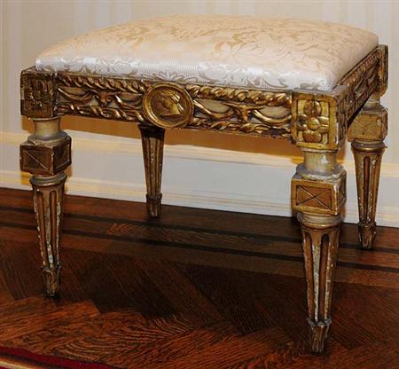 Lot image - Italian Neoclassical Gilt-Wood Stool