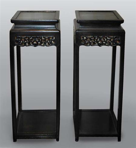 Lot image - Pair of Chinese Hardwood Pedestals