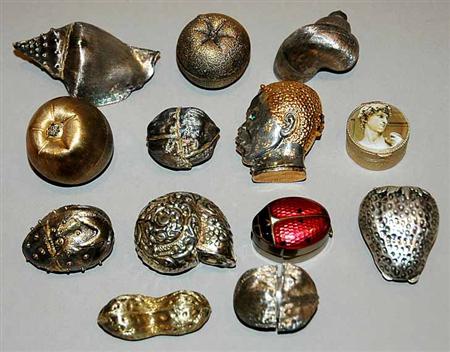 Lot image - Miscellaneous Group of Mexican Silver Gilt Boxes; Together with Two Silver Gilt Similar Boxes & Assoc. Group of Four Metal Boxes