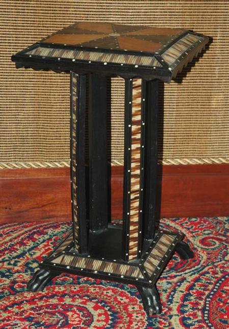 Lot image - Victorian Ebony, Ivory, and Quill side Table