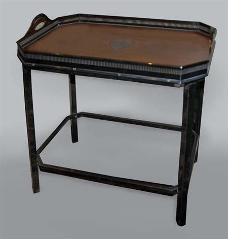 Lot image - Victorian Silver Plate Wooden Tray Table