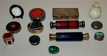 Lot image - Miscellaneous Group of Silver, Metal and Hardstone Table Articles