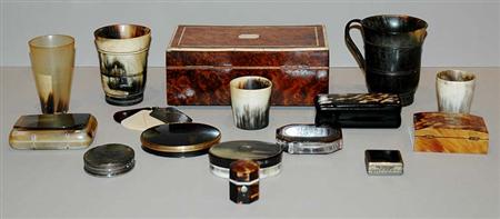 Lot image - Miscellaneous Group of Horn and Tortoise Shell Table Articles