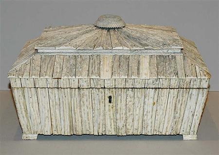 Lot image - Anglo Indian Antler Horn and Ivory Sewing Box