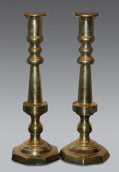 Lot image - Pair of Brass Candlesticks