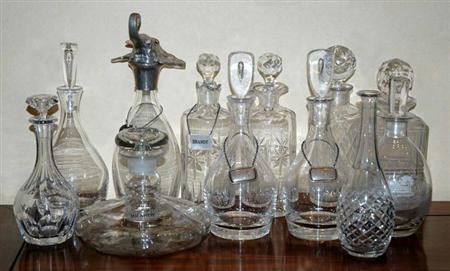 Lot image - Miscellaneous Group of Twelve Glass Decanters