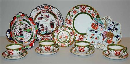Lot image - Group of Masons Ironstone Dinner Service; T/W Assoc. Dinner Plates; & 12 Similar Dessert Plates & 26 Assoc. Demitasse Cups & Saucers