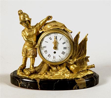 Lot image - Small Louis XVI Gilt-Bronze Mantel Clock