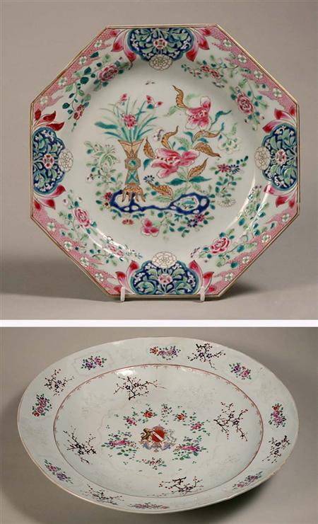 Lot image - Samson Porcelain Charger; Together with a Chinese Export Porcelain Famille Rose Octagonal Plate