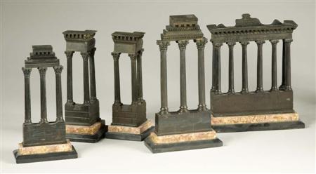 Lot image - Group of Five Italian Bronze Architectural Ruins
