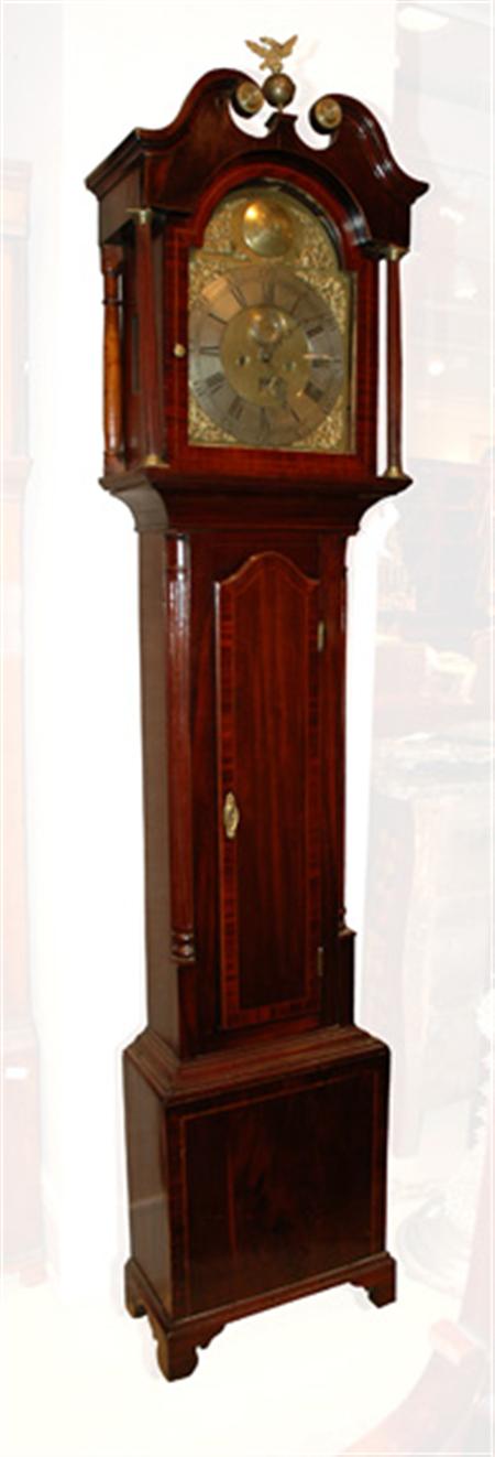 Lot image - George III Inlaid Mahogany Tall Case Clock