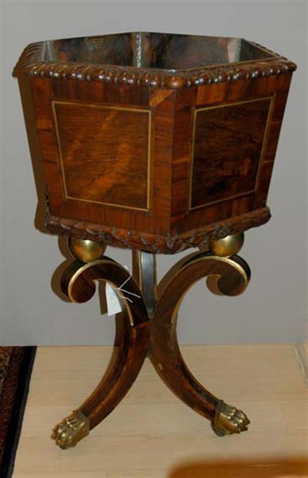 Lot image - Regency Brass Inlaid Rosewood Wine Cooler
