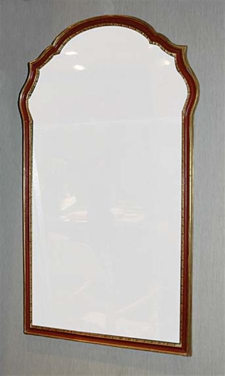 Lot image - Queen Anne Red Painted and Parcel Gilt Mirror