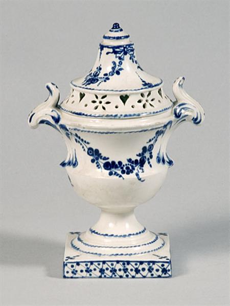 Lot image - English Blue Creamware Covered Urn