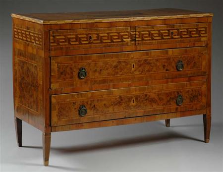 Lot image - Italian Neoclassical Inlaid Walnut Commode