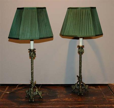 Lot image - Pair of Napoleon III Style Gilt-Bronze Candlesticks