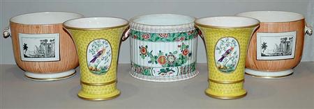 Lot image - Miscellaneous Group of Six Pottery and Porcelain Cachepots