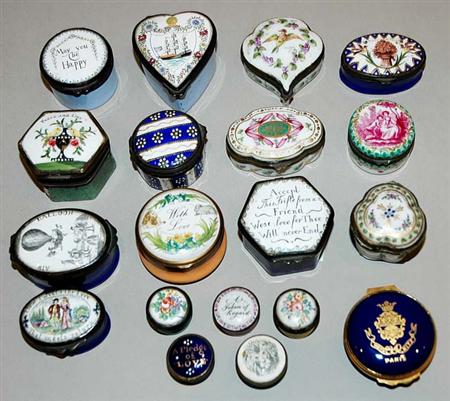 Lot image - Group of European Porcelain and Enamel Boxes