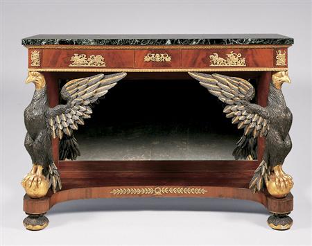 Lot image - Empire Style Gilt-Bronze Painted and Parcel Gilt Mahogany Console