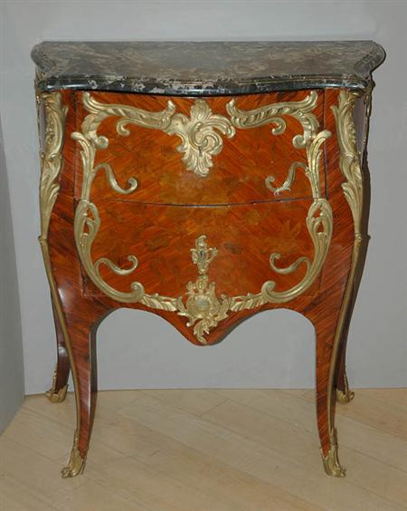 Lot image - Louis XV Gilt-Bronze Mounted Marquetry Inlaid Kingwood Petit Commode