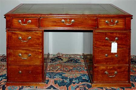 Lot image - Victorian Mahogany Pedestal Desk
