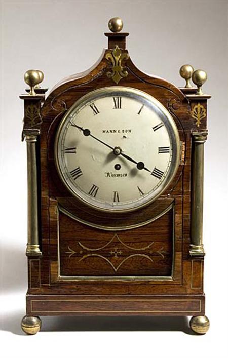 Lot image - Late Regency Brass Mounted and Inlaid Mantel Clock