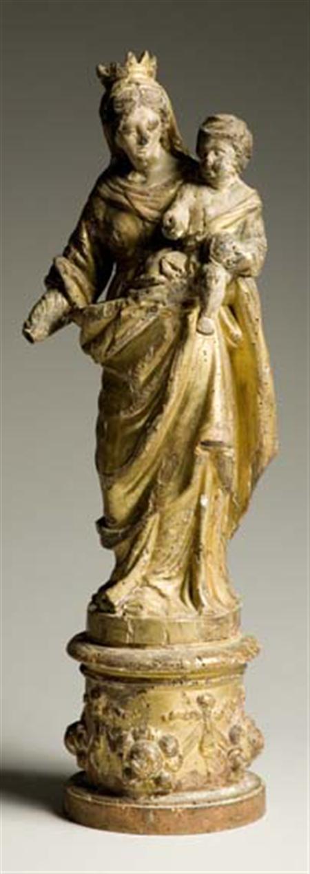 Lot image - Continental Gilt-Wood Figure of The Madonna and Child