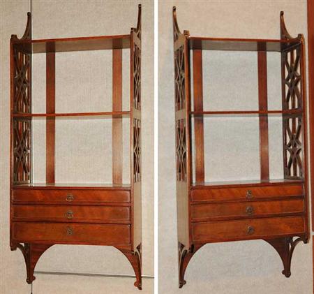 Lot image - Pair of George III Style Mahogany Hanging Shelves