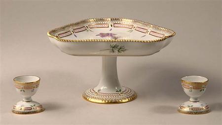 Lot image - Three Royal Copenhagen Flora Danica Porcelain Articles