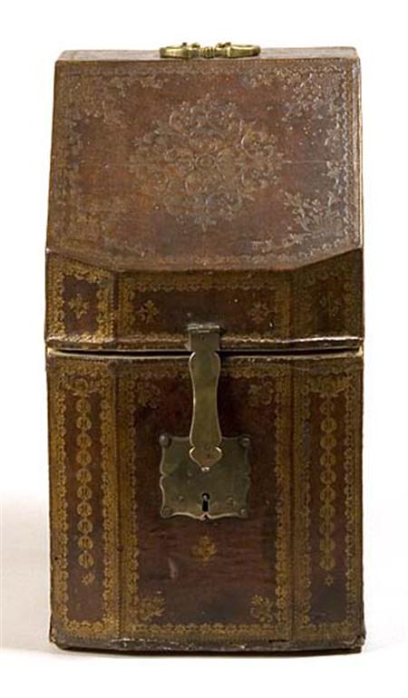 Lot image - French Gilt Tooled Leather Knife Box