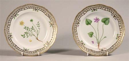 Lot image - Two Royal Copenhagen Flora Danica Porcelain Reticulated Luncheon Plates