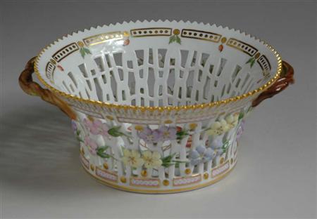 Lot image - Royal Copenhagen Flora Danica Porcelain Reticulated Basket