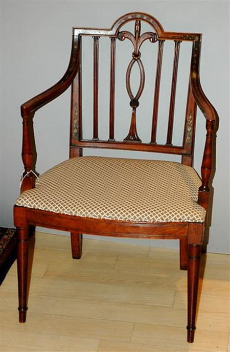Lot image - George III Painted Mahogany Open Armchair
