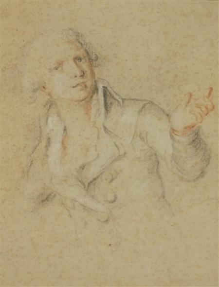 Lot image - French School 18th Century Young Man with Powdered Hair