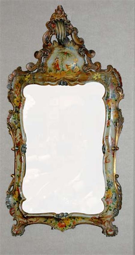 Lot image - Venetian Rococo Style Painted Mirror