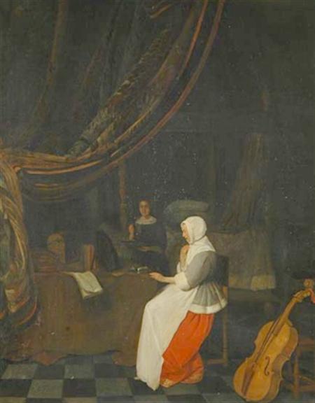 Lot image - Quiringh Gerritsz van Brekelenkam Dutch, 1622-1670 Lady at Her Toilette
