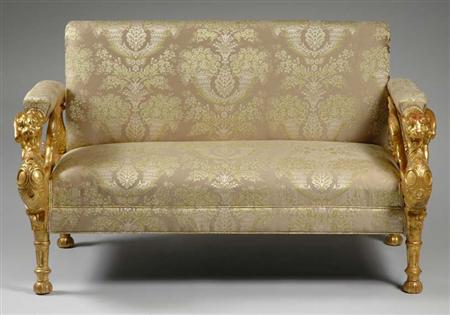 Lot image - Russian Neoclassical Gilt-Wood Settee