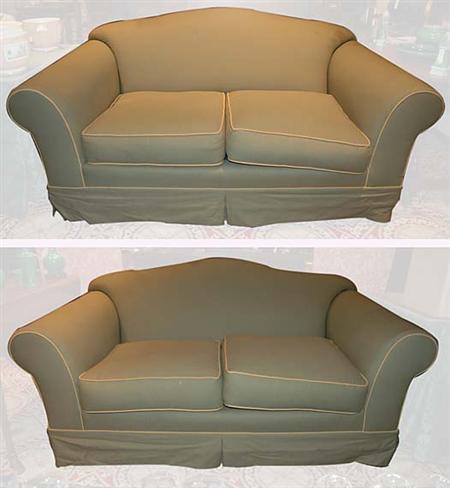 Lot image - Pair of Upholstered Two-Seat Sofas